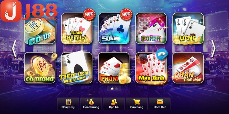 Tổng hợp các tiêu đề cá cược game bài J88 nổi bật